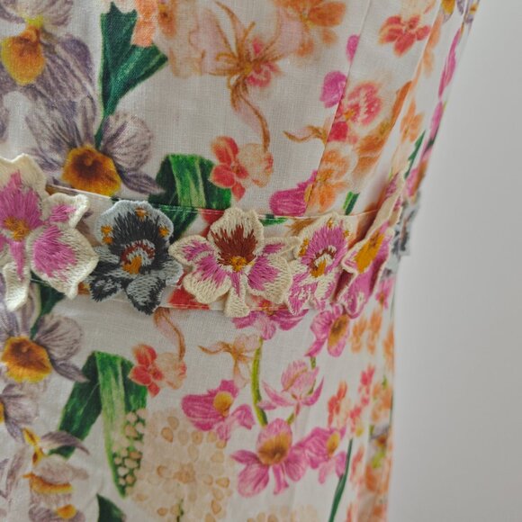 Lima Jardiniera Tiered Floral Linen Maxi Dress - Picture 8 of 15